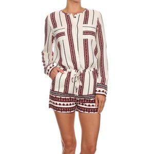 CALS Long-Sleeved Tie Waist Pocketed Romper Small